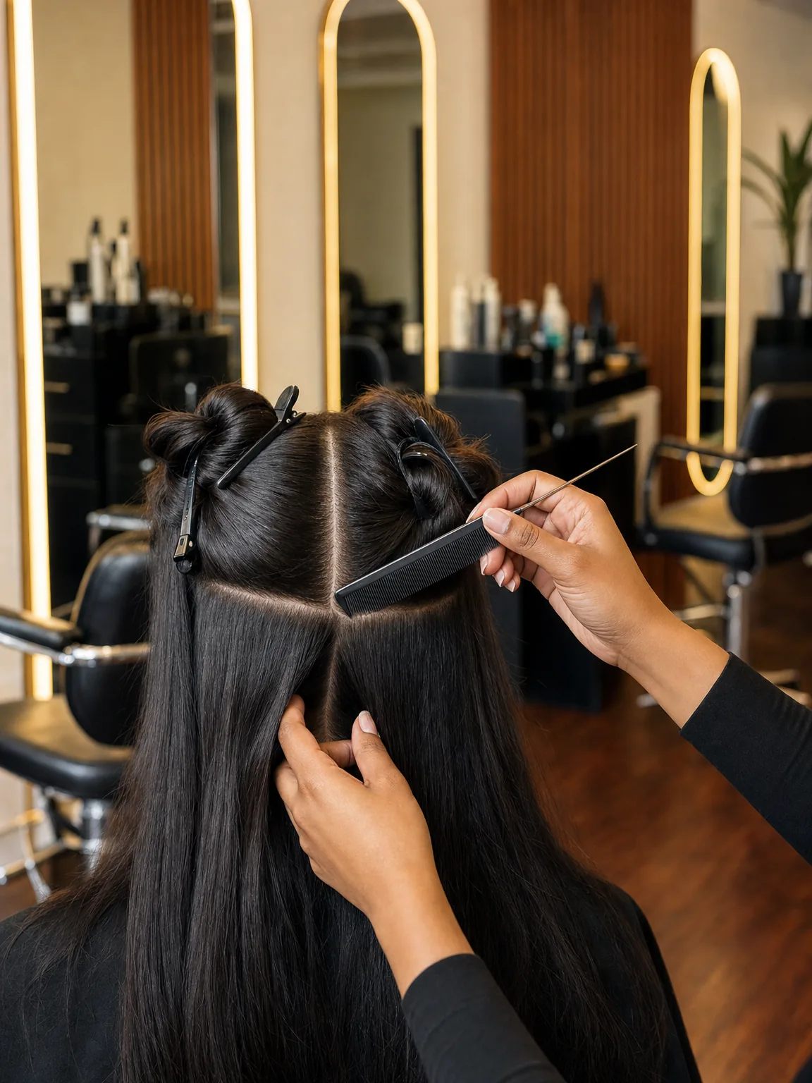 Sectioning with clips and a tail comb
