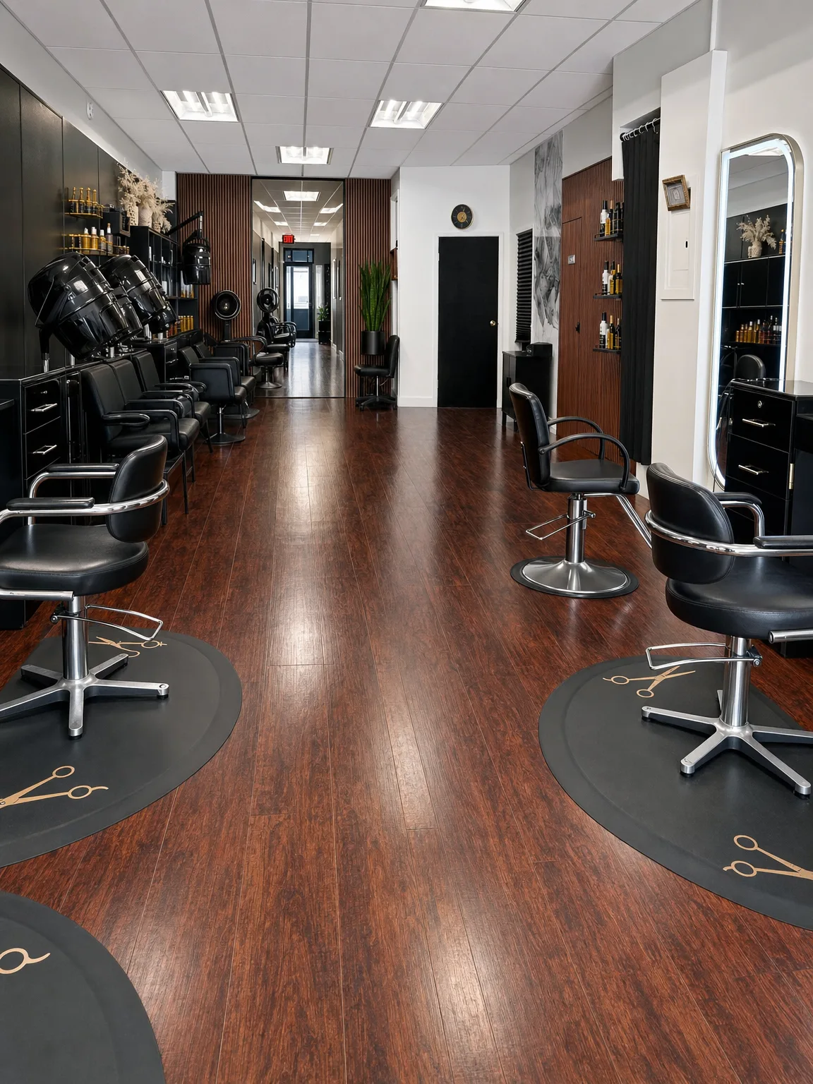 The salon floor where classes are held